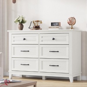 6 Dresser for Bedroom, 47" Wide Drawer Dresser with Storage Freestanding, Wooden Closet Storage Chest - 1 of 4