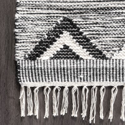 Handmade Braided Tassel Wool 12' x 15' Black Area Rug