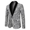 Cloudstyle Men's One Button Slim Fit Velvet Sequin Blazer Party Prom Dinner Jacket - 3 of 4