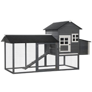 Resenkos Rabbit Hutch, Duck Cage Hutch,Chicken Coop,84" Wooden Chicken Coop with Run Nesting Box, Removable Tray, Ramp, - 1 of 4