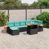 vidaXL 8 Piece Patio Sofa Set with Cushions Black Poly Rattan - Black without storage - 2 of 4