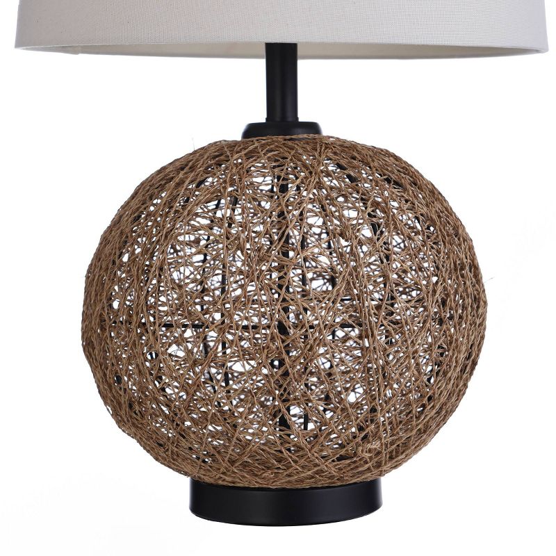 Woven Natural Rattan Ball Table Lamp with Bronze Base - StyleCraft, 4 of 8