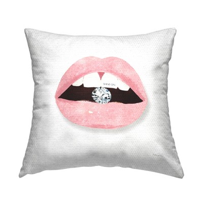 Stupell Industries Shine On Motivational Phrase Pink Lips Diamond Bite