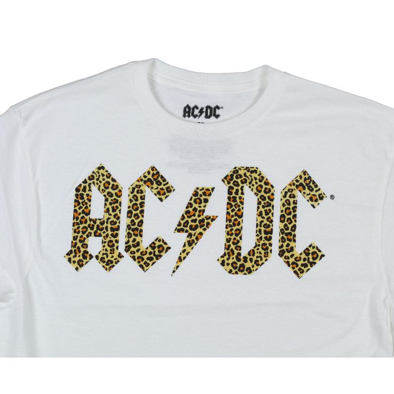 AC/DC Women's Cheetah Print Logo Design Cropped T-Shirt Adult, 2 of 4