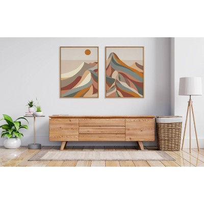 Colorful Mid-Century Modern Mountain Landscape Canvas Art Set