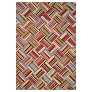 Pink/Multi Abstract Woven Area Rug - (6