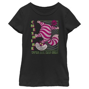 Girl's Alice in Wonderland Cheshire Cat We're All Mad Here Square T-Shirt - 1 of 4