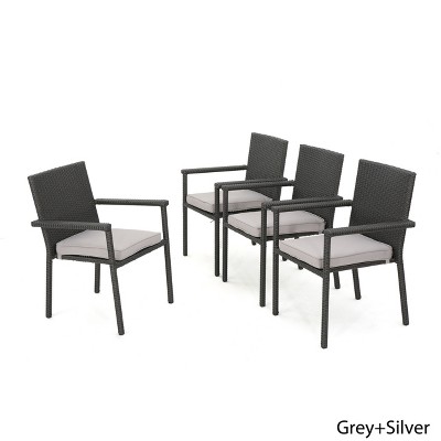 NicBex Outdoor 1pc Dining Chairs with Rattan Frame Stackable Design,Suitable for Garden,Outdoor,Gray