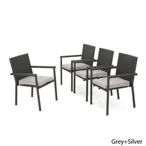 NicBex Outdoor 1pc Dining Chairs with Rattan Frame Stackable Design,Suitable for Garden,Outdoor,Gray - 1 of 4