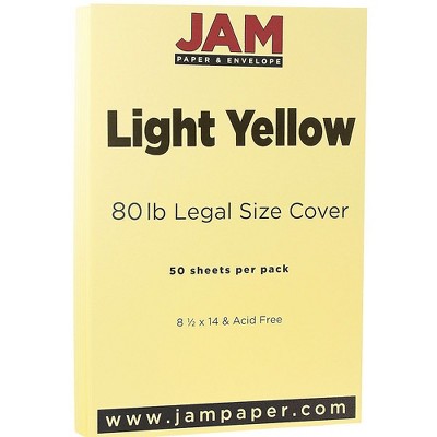 JAM Paper Legal Matte 80lb Colored Cardstock 8.5 x 14 Coverstock Light Yellow 16729341