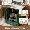 FAMYYT 30 in. Single Sink Freestanding Green Bath Vanity with White Ceramic Top, Divided Drawers, Door Racks - 4 of 4