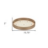 HomeRoots Set of Two Yellow Round Solid Wood Serving Tray With Handles - 3 of 4