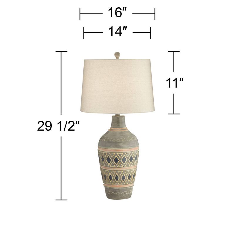 John Timberland Desert Mesa Rustic Table Lamp 29 1/2" Tall Gray Stone Oatmeal Fabric Drum Shade for Bedroom Living Room Bedside Nightstand Office Kids, 4 of 10