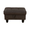 DOMETOUR Dark Brown Flannel Storage Ottoman for Living Room or Bedroom - 2 of 4