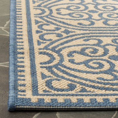Blue and Cream Geometric Flat Woven 9' x 12' Area Rug