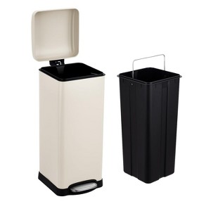 COZONY 8 Gallon Kitchen Trash Can, 30L Stainless Steel Square Step Recycling Bin with Soft-Close Lid, for Bathroom, Dining Room & Office - 1 of 4