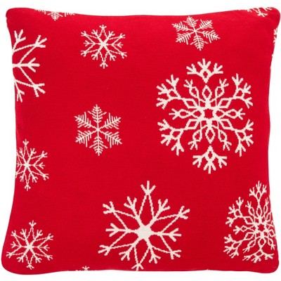 Snow Flake Pillow - Red - 20" X 20" - Safavieh