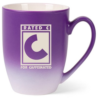 100 North Video Game 10 Ounce Purple and White Two Toned Ombre, Comfortably Fits Your Hands, Ceramic Tea Coffee Cup Mug, Rated C For Caffeinated