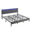 Bed With Storage Headboard, Charging Station And LED Lights, Upholstered Platform Bed Frame With Metal Slats, No Box Spring Needed, Gray - 2 of 4