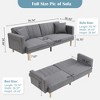 Whizmax 79 Inch Convertible Sofa Bed Small Folding Loveseat, Wooden Sofa Legs, Modern Lounge Chair, Gray - 3 of 4