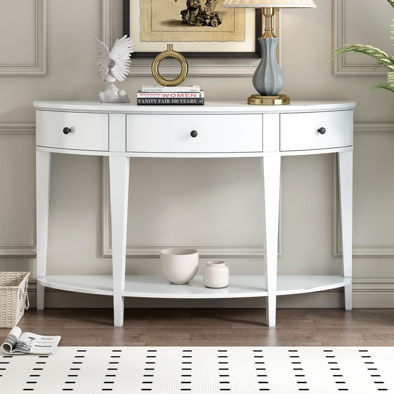 Modern Curved Console Table Sofa Table with 3 Drawers and 1 Shelf-ModernLuxe, 1 of 11
