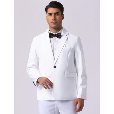 Мужские пиджаки INSPIRE CHIC Men's Business Regular Fit Notch Lapel Single Formal Breasted Blazer White Small — фото 2