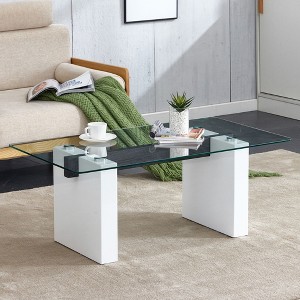 NicBex Dining Table for 4 Morden 43.3" Dining Room Table with Double Pedestal Base and Imitation Marble Top for Kitchen - 1 of 4