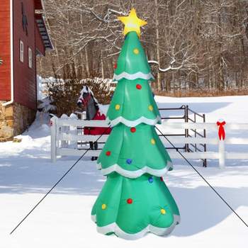 Sunnydaze Outdoor Pre-Lit Towering Christmas Tree Inflatable Yard Decoration - 9.5' - Green