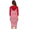 Women's 3/4 Sleeve Hoodie Dress Casual Stripe Pocket Knee Length Slim Pullover Dress - 2 of 4