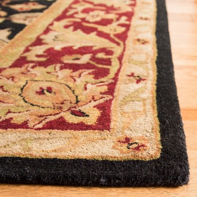 Elegant Noir Hand-Tufted Wool Area Rug, Black/Burgundy, 6' x 9'