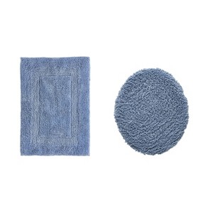 Lux Premium 100% Cotton Tufted Solid Reversible 2 Piece Bath Rug Set – Ultra-Soft, Water-Absorbent, Durable, Machine Washable Bathroom Rug - 1 of 4