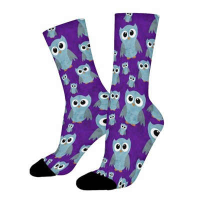 Sky Owl Women Printed Crew Socks Funny Funky Socks Soft Polyester Novelty Gifts for Artists Men