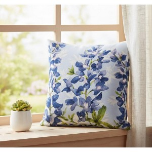 Blue Bonnets 18 Inch Nature-Inspired Decorative Climaweave Pillow by Manual Woodworkers and Weavers - 1 of 3