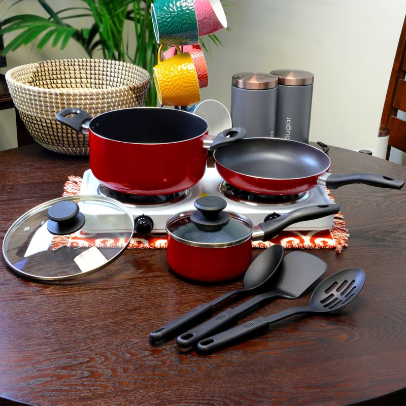 Gibson Home Palmer 8 Piece Cookware Set in Red, 3 of 8