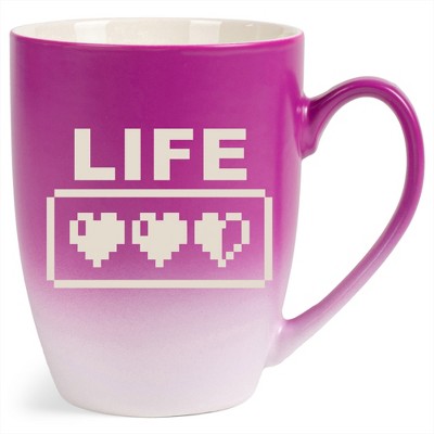 100 North Gaming 10 Ounce Pink and White Two Toned Ombre, Comfortably Fits Your Hands, Ceramic Tea Coffee Cup Mug, Life