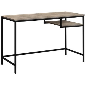 Vynxaria Modern 48-inch Brown Desk with Black Metal Accents Laminate Surface for Home Office Laptops - 1 of 4