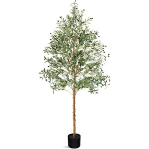 Artificial Olive Tree 7FT Tall Faux Olive Tree for Home Office Decor Fake Olive Tree with Artificial Fruits and Leaves with Real Hay - 1 of 4