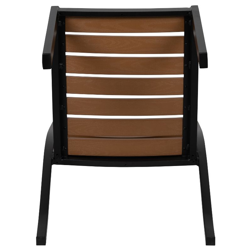 Flash Furniture Outdoor Side Chair with Faux Teak Poly Slats, 5 of 11