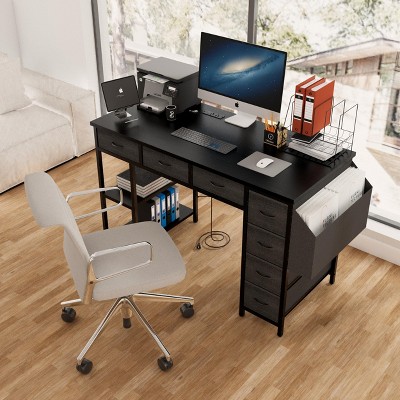 Computer Desk with 7 Drawers, Extra Large Side Pocket