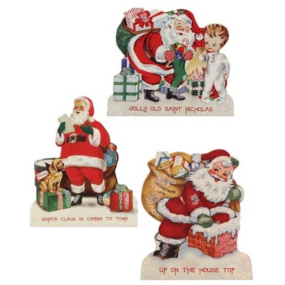 Christmas 9.5" Retro Christmas Dummy Boards. Santa Toys Puppy Presents  -  Decorative Figurines