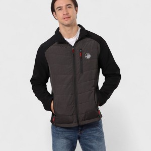 Canada Weather Gear Men’s Hybrid Softshell Puffer Jacket – Water-Resistant Insulated Hooded Winter Coat with Stretch Sleeves - 1 of 4