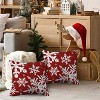 Lomsoe 2pcs Christmas Throw Pillow Covers Red Snowflake Designs,Winter Holiday Party Cushion Case for Bedroom Sofa Decor. - 3 of 4