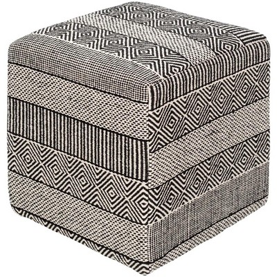 Mark & Day Loosdorf 18"H x 16"W x 16"D Bohemian/Global Black Pouf