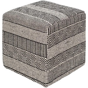 Mark & Day Loosdorf 18"H x 16"W x 16"D Bohemian/Global Black Pouf - 1 of 2
