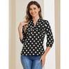 INSPIRE CHIC Women's Ruffle Shoulder Polka Dots Elastic Cuff 3/4 Sleeves Bow Tie Neck Blouse - 3 of 4