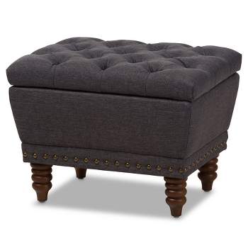 Annabelle Modern and Contemporary Wood Finish with Fabric Upholstered Button - Tufted Storage Ottoman - Baxton Studio