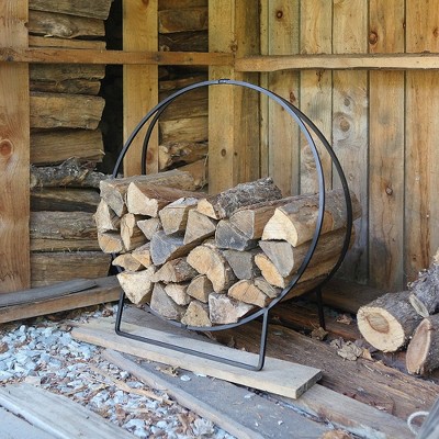 Black Powder-Coated Iron 36" Hoop Firewood Rack