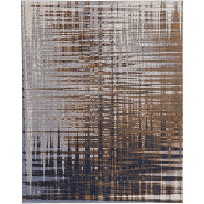 Clio Modern Abstract Blue/Orange/Gray Area Rug