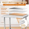 36"x24" Stainless Steel Prep Table, Stainless Steel Workbench, 662 lbs Load Capacity, 3-Stage Adjustable Shelf, with Hook, Arc Corner Edge - 3 of 4