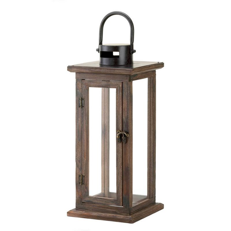 15.75&#34; Wooden Lodge Outdoor Lantern Brown - Zingz &#38; Thingz, 1 of 7
